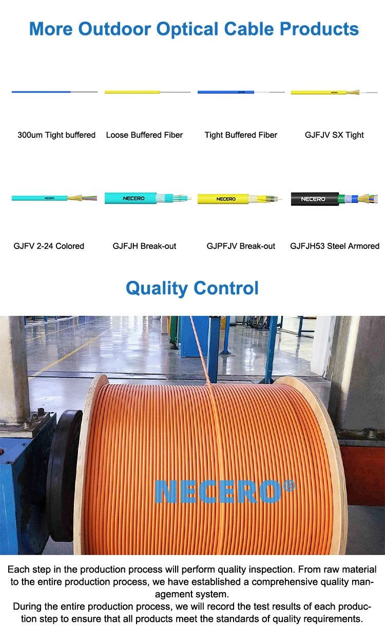 Necero Fiber Optic Cable Telecommunications Indoor High Strength Quality Indoor Fiber Optic Cabling GJFJV