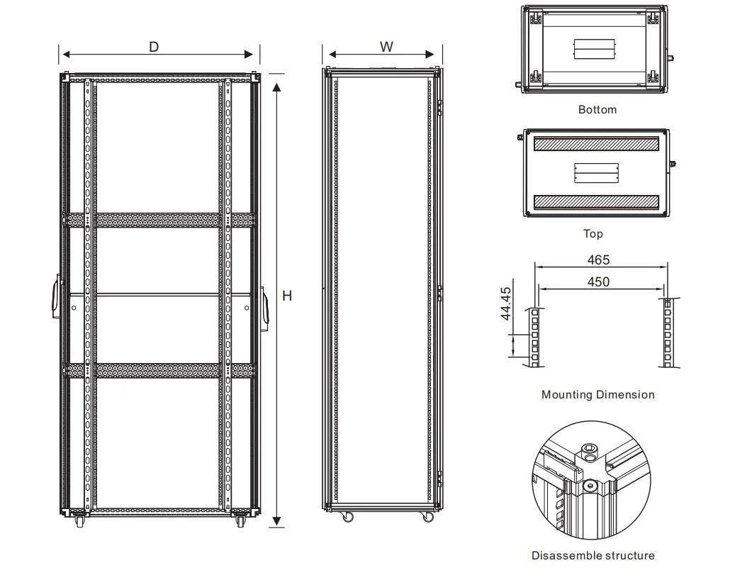 19′′ Floor Standing Glass Door DDF Sixteen Folded Section Network Cabinet