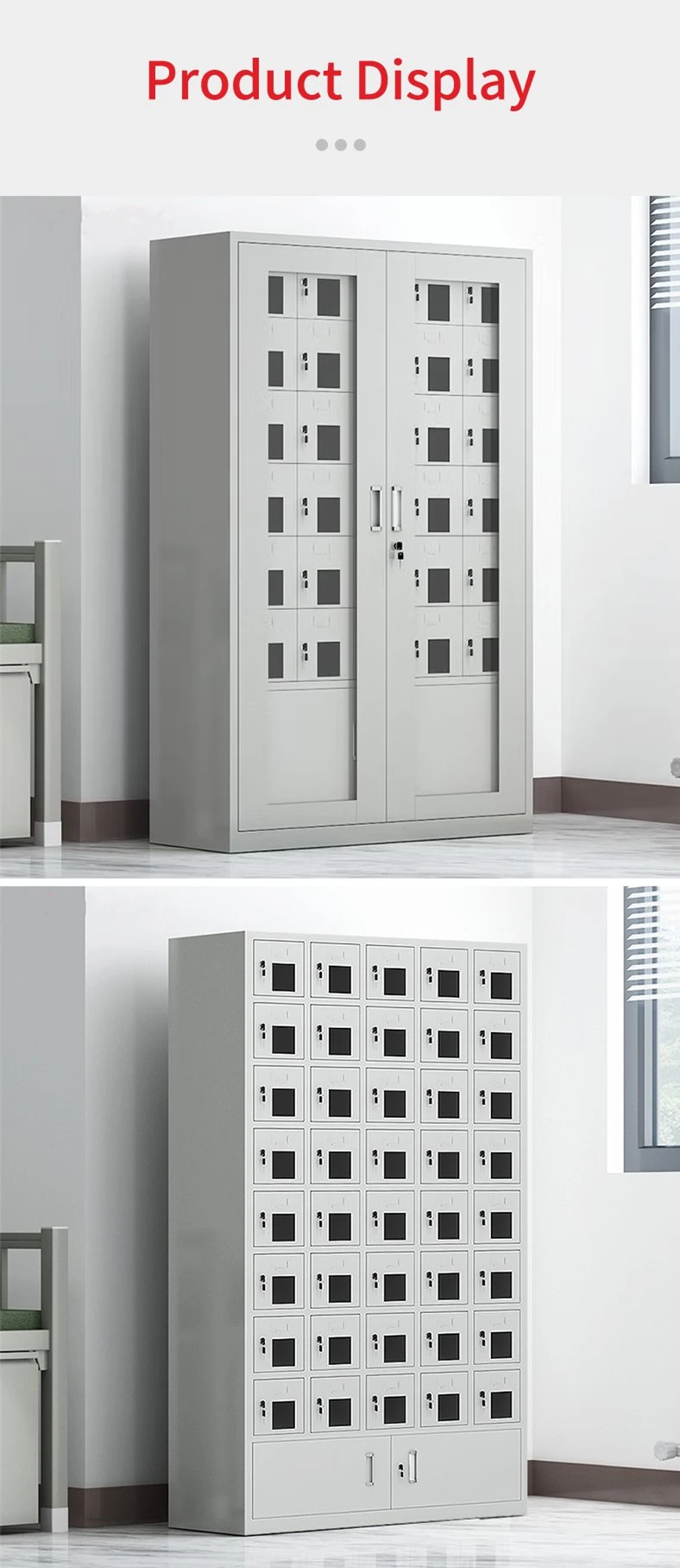 Accept Customized Acrylic Door USB Charging Cabinet with Lock 12/15/18/24/30 Doors Cell Phone Locker