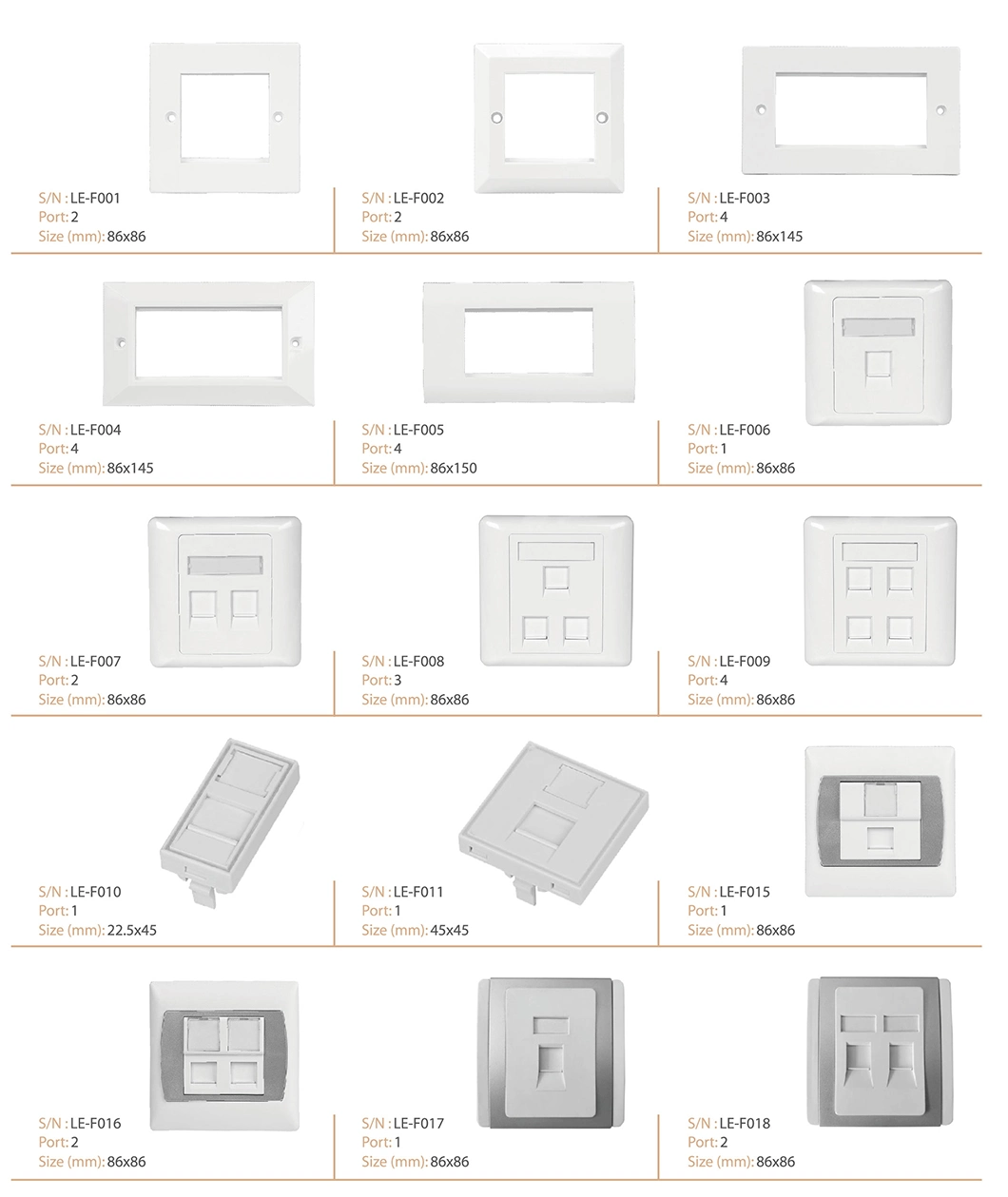 Le 86*86 Type Faceplate with RJ45 Module