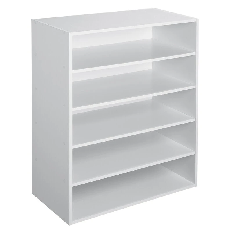 Home Furniture White Painting 5-Tier Stackable Shoe Rack with Open Shelfs for Living Room