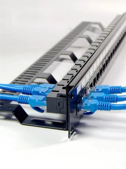 19' 1u STP 공백 패치 패널 24 항구 RJ45 요지 잭 Telekommunikationskommunikation mit Back Bar